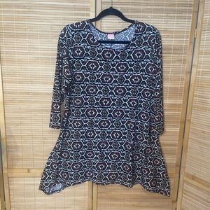 Flirty brown black 3/4 sleeve long top tunic Y2K vibes woman’s XL